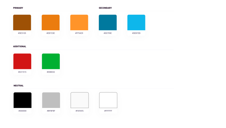 colors primary, secondary, neutral and additional