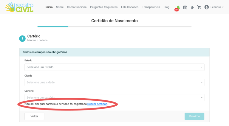 On the screen where citizens request another certificate, I added a phrase "I don’t know which registry office the certificate was issued by" with the link "search for certificate"