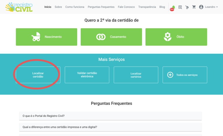 Button "Localizar certidão" wasn't much noticeable to users on the screen