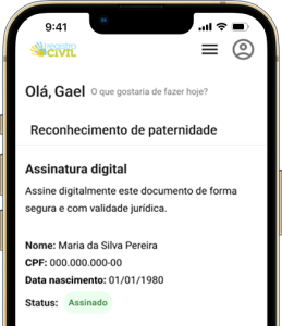 screen with some informations like name of the mother and father and status of their signature. In this image, the mother had signed, while the father not yet