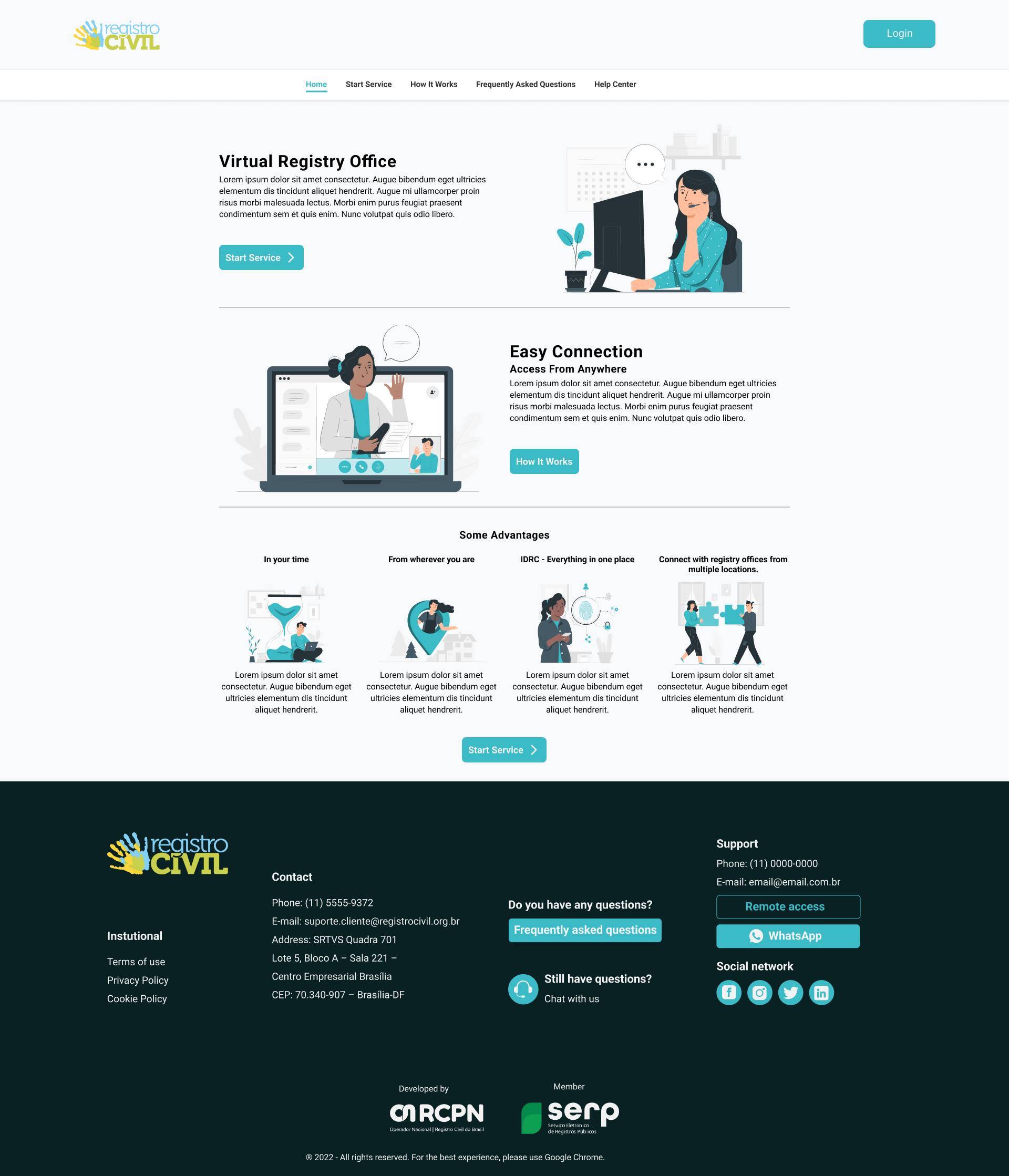 Homepage of the Balcão. There are presentation on the advantages of the service and what this service do