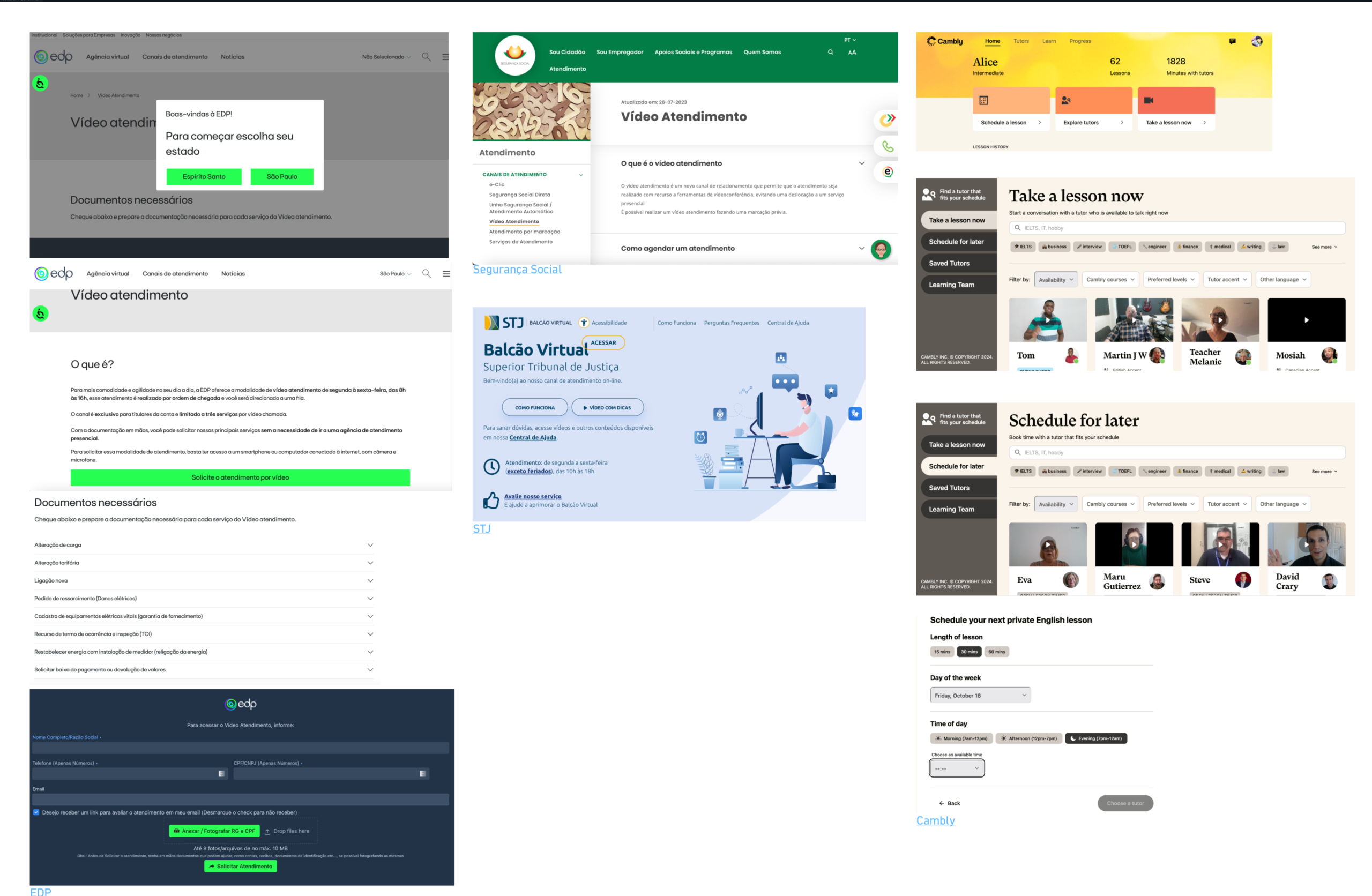 Desk Research with some references like EDP, Segurança Social, STJ and Cambly
